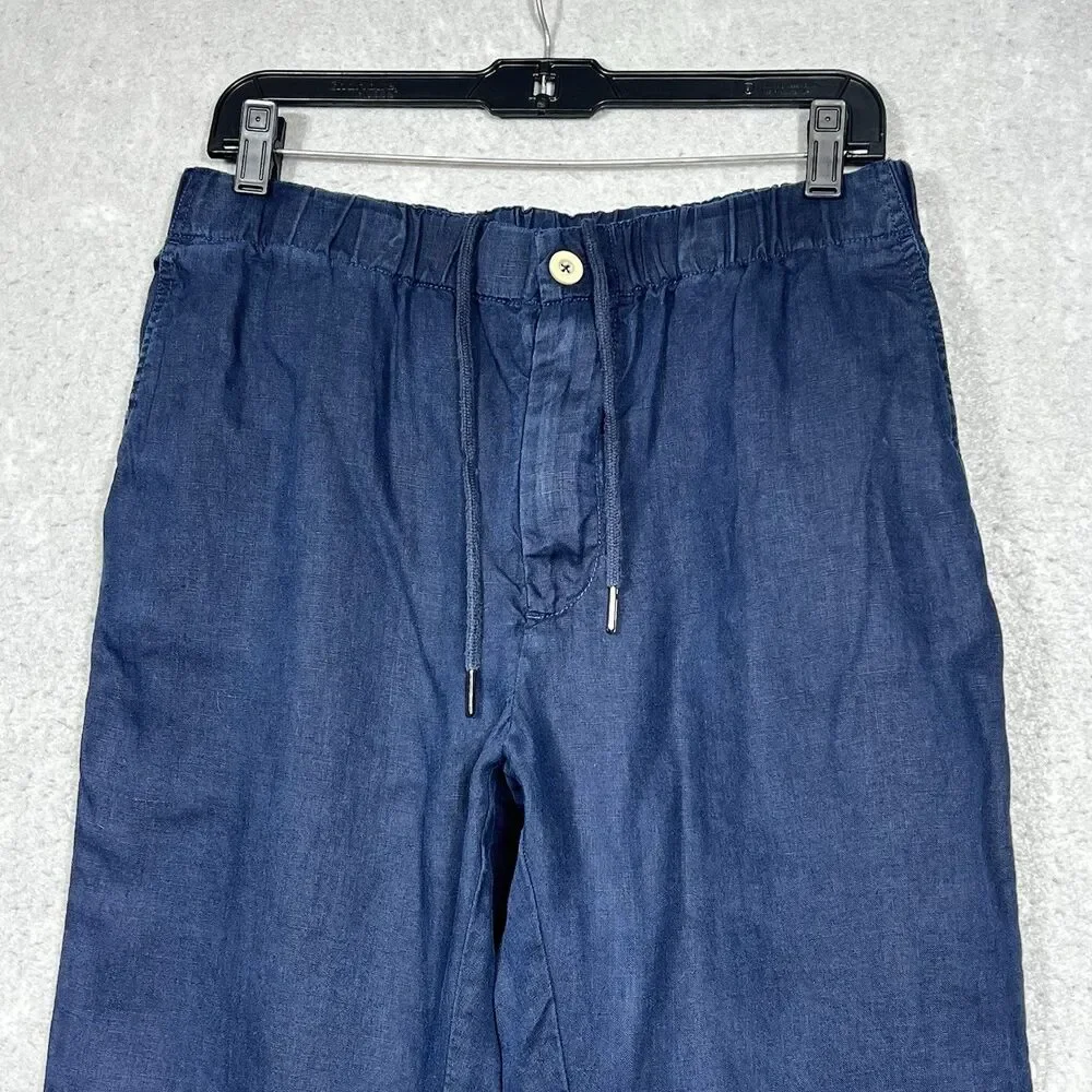 Quince Pants Womens Small Blue Cotton Linen Twill Straight Leg Pant Pockets